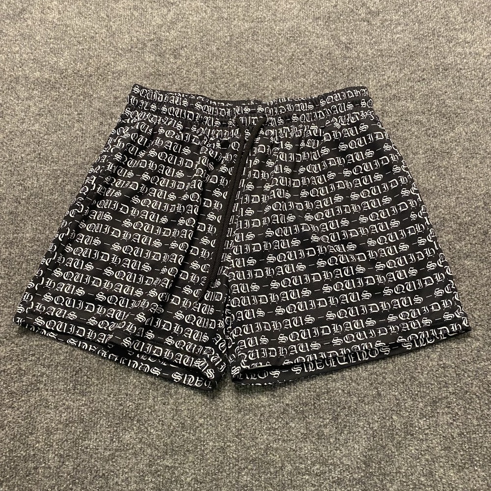 Squidhaus Mesh Athletic Training Shorts Mens L Drawstring Waist All Over Print